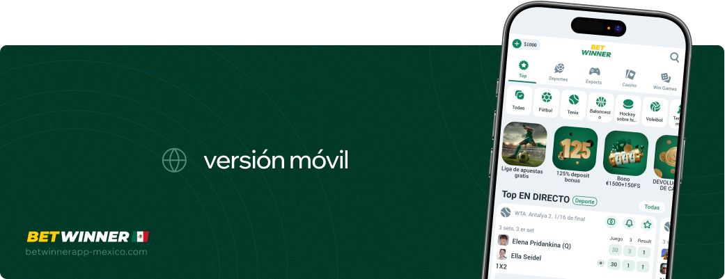 Versión móvil Betwinner APP México